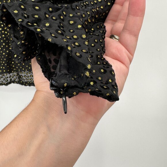 House of Harlow x REVOLVE V-Neck Blouse size XS Black with Gold Dots - Picture 4 of 8